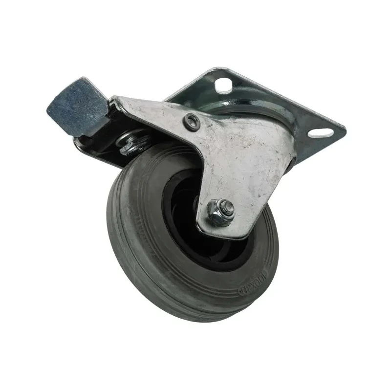 RS PRO Braked Swivel Castor, 70 kg Capacity, 100 mm Wheel Diameter, Rubber Tyres, Nylon Hub Roller Bearing 828-6306
