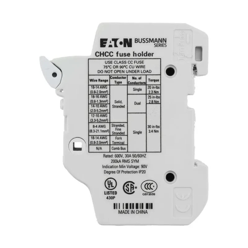 Eaton 30A 3-Pole Fuse Holder, 600V DIN Rail Mount CHCC3DIU