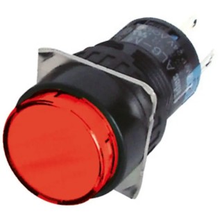 Idec AL Series Illuminated Push Button Switch, Latching, Panel Mount, Amber Actuator, 16.2 mm Cutout, DPDT, Red AL6M-A23P-R