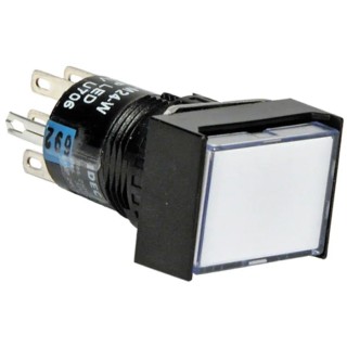 Idec AL Series Illuminated Push Button Switch, Latching, Panel Mount, 30 mm Cutout, DPDT, White LED, IP40, 250 V AL6H-A24-W