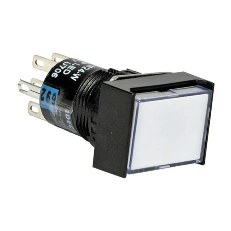 Idec AL Series Illuminated Push Button Switch, Latching, Panel Mount, 30 mm Cutout, DPDT, White LED, IP40, 250 V AL6H-A24-W