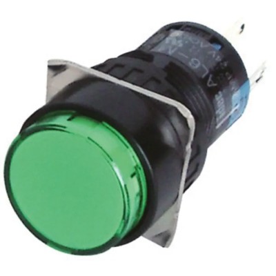 Idec AL Series Illuminated Momentary Push Button Switch, Panel Mount, 16.2 mm Cutout, SPDT, Green LED, IP65, 250 AL6M-M14P-G