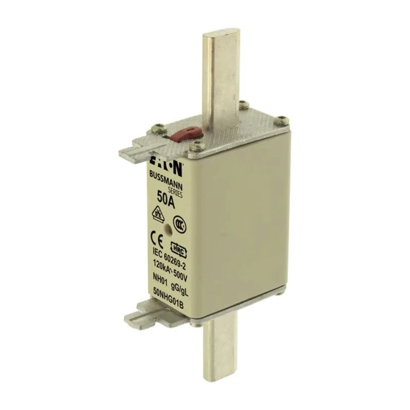 Eaton 50A Centred Tag Fuse NH1 500V AC High Rupture Capacity IEC Compliant 50NHG01B
