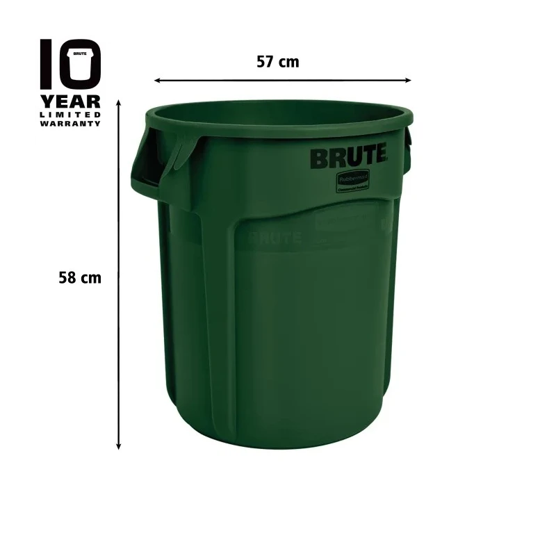 Rubbermaid Commercial Products BRUTE 75.7L Green Polyethylene Waste Bin FG262000DGRN
