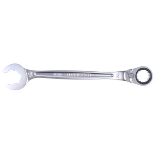 Facom Standard Open End Combined Ratchet Spanner 19 mm, Chrome Vanadium Steel, 247mm Length 467BR.19