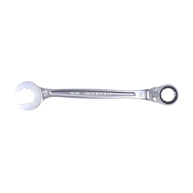 Facom Standard Open End Combined Ratchet Spanner 19 mm, Chrome Vanadium Steel, 247mm Length 467BR.19