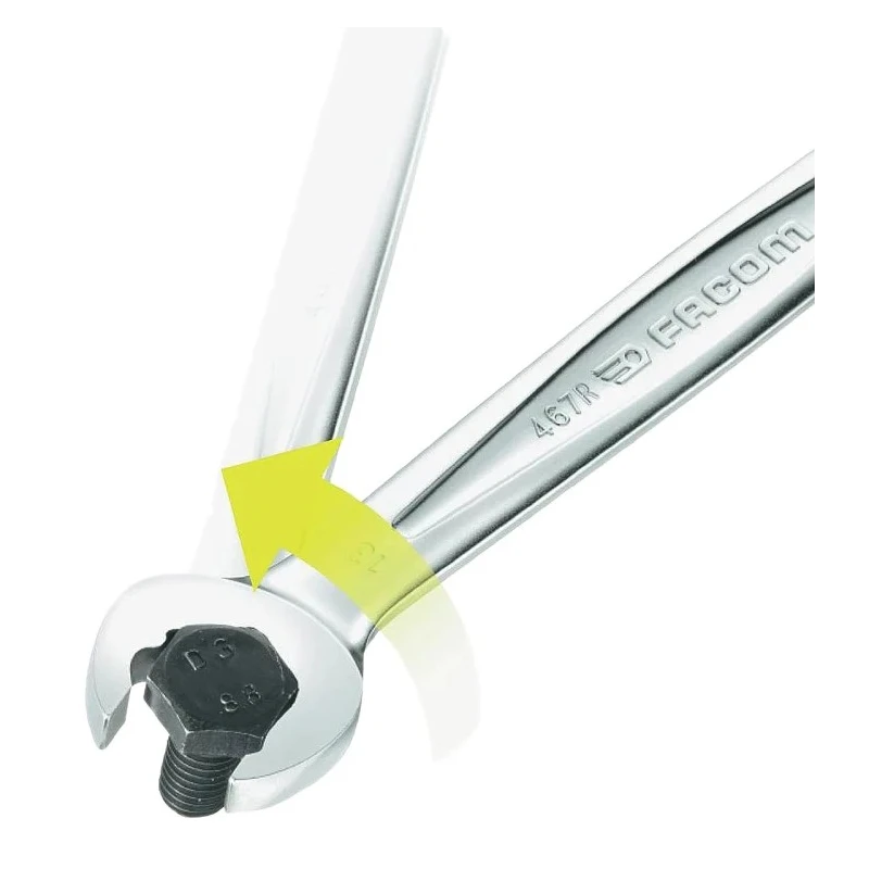 Facom Metric Fast Open End Combined Ratchet 18 mm, Chrome Vanadium Steel, 236 mm Overall Length 467BR.18