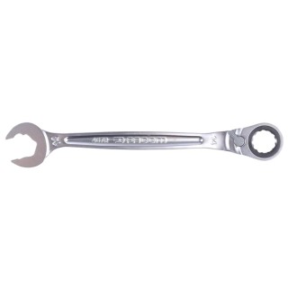 Facom Metric Fast Open End Combined Ratchet 14 mm, Chrome Vanadium Steel, 190mm Overall, Ratchet Type 467BR.14