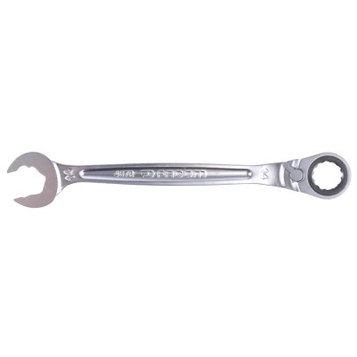 Facom Metric Fast Open End Combined Ratchet 14 mm, Chrome Vanadium Steel, 190mm Overall, Ratchet Type 467BR.14