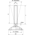Nu-Tech Engineering Stainless Steel Adjustable Foot M16 Thread Size 100 mm Base Diameter 2000 kg Static Load A195/002