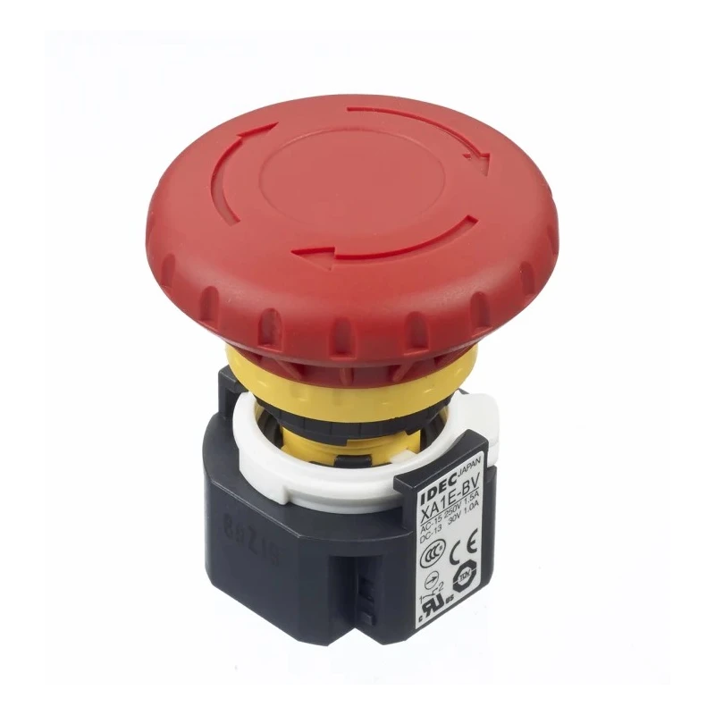 Idec XA Series Twist Release Emergency Stop Push Button Panel Mount 16 mm Cutout IP65 XA1E-BV413R