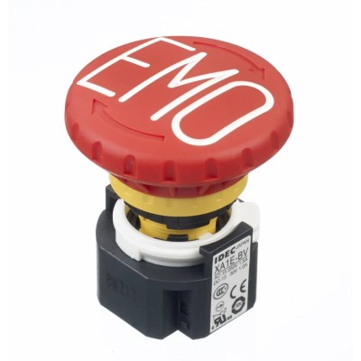 Idec XA Series Twist Release Emergency Stop Push Button Panel Mount 16mm Cutout 1 NO/3 NC IP65 