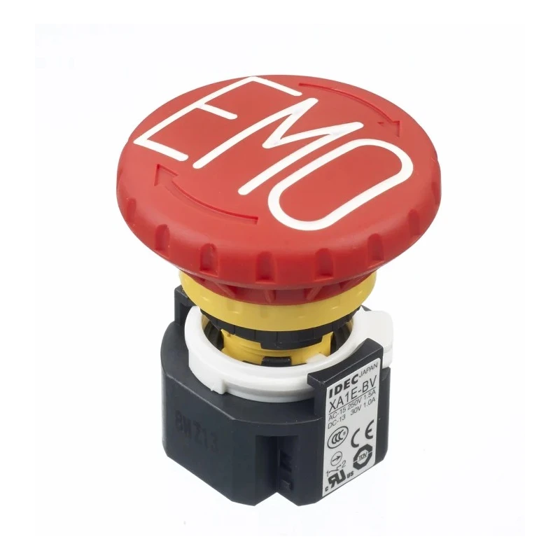 Idec XA Series Twist Release Emergency Stop Push Button Panel Mount 16mm Cutout 1 NO/3 NC IP65 