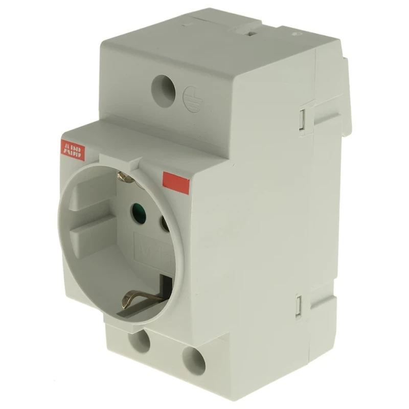 ABB 16A Grey 1 Gang Plug Socket Indoor Type L Italian DIN Rail Mount 2CSM110000R0701 M1173