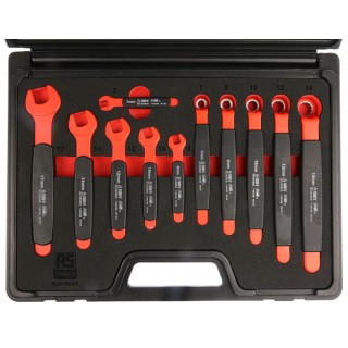 RS PRO Insulated Combination Spanner Set 11 Pieces 7 to 17 mm Chrome Vanadium Steel 829-6546