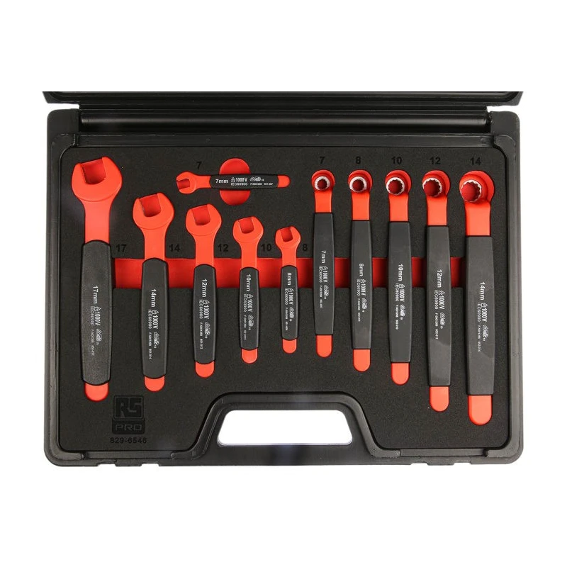 RS PRO Insulated Combination Spanner Set 11 Pieces 7 to 17 mm Chrome Vanadium Steel 829-6546
