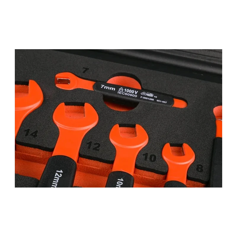 RS PRO Insulated Combination Spanner Set 11 Pieces 7 to 17 mm Chrome Vanadium Steel 829-6546
