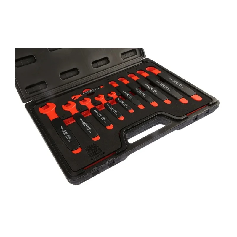 RS PRO Insulated Combination Spanner Set 11 Pieces 7 to 17 mm Chrome Vanadium Steel 829-6546