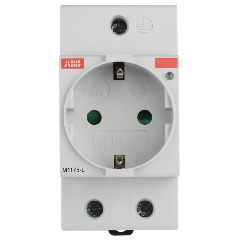 ABB 16A Grey 1 Gang Indoor Plug Socket Type F DIN Rail Mount 250V M1175 2CSM212000R0721 M1175-L