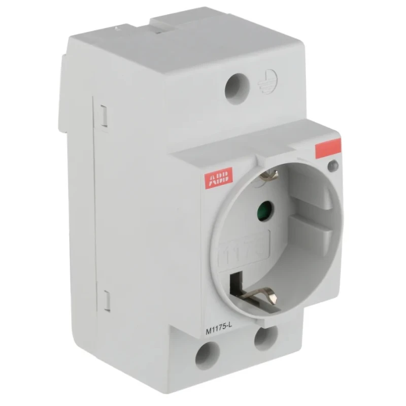 ABB 16A Grey 1 Gang Indoor Plug Socket Type F DIN Rail Mount 250V M1175 2CSM212000R0721 M1175-L