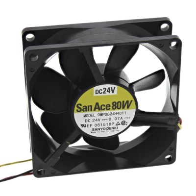 Sanyo Denki San Ace 9WP Series Axial Fan 24V DC 1.68W 70mA Max 61.9 m³/h IP68 80mm x 80mm x 25mm 
