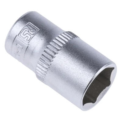 RS PRO 1/4 in Drive 10 mm 6 Point Square Chrome Vanadium Steel Socket 830-4016