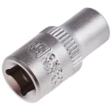 RS PRO Professional 1/4 in Drive 6 mm 6 Point Hexagon Square Drive Socket Chrome Vanadium Steel 830-4007