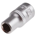 RS PRO Professional 1/4 in Drive 6 mm 6 Point Hexagon Square Drive Socket Chrome Vanadium Steel 830-4007