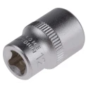 RS PRO 1/4 in Drive 12 mm 6 Point Square Chrome Vanadium Steel Socket 830-4029