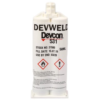 ITW Devcon Devweld 531 Paste Acrylic Structural Adhesive, 50 ml, Dual Cartridge, Cure Time 24 h, Operating Temperature 21500