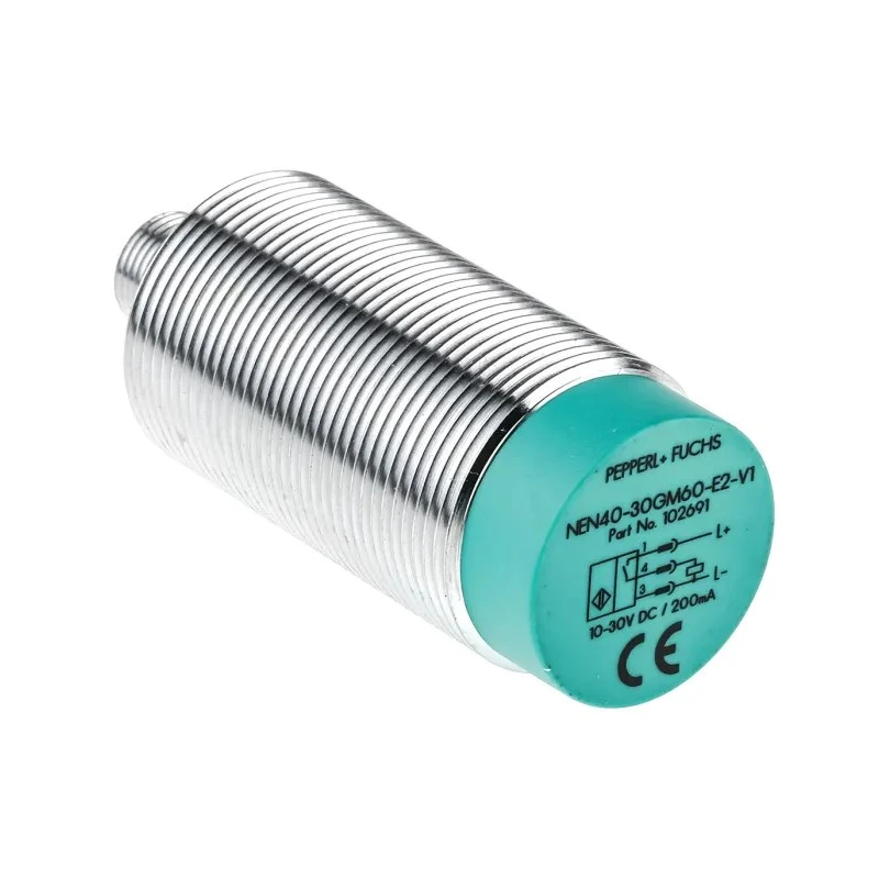 Pepperl + Fuchs Threaded Barrel Inductive Proximity Sensor M30 x 1.5 PNP 3V 40 mm 30 V dc 200mA NEN40-30GM60-E2-V1