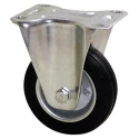 Guitel Hervieu Fixed Castor with 100 mm Rubber Wheel, 100 kg Load Capacity, 130 mm Overall Height, Pressed Steel 5280420
