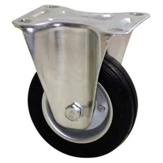 Guitel Hervieu Fixed Castor with 100 mm Rubber Wheel, 100 kg Load Capacity, 130 mm Overall Height, Pressed Steel 5280420