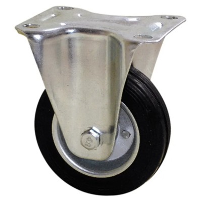 Guitel Hervieu Fixed Castor with 100 mm Rubber Wheel, 100 kg Load Capacity, 130 mm Overall Height, Pressed Steel 5280420