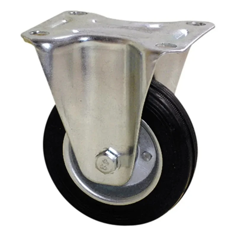 Guitel Hervieu Fixed Castor with 100 mm Rubber Wheel, 100 kg Load Capacity, 130 mm Overall Height, Pressed Steel 5280420
