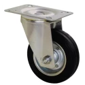 Guitel Hervieu Swivel Castor, 100 kg Load Capacity, 100 mm Rubber Wheel, Pressed Steel Frame, Bright Zinc Plated 1280420