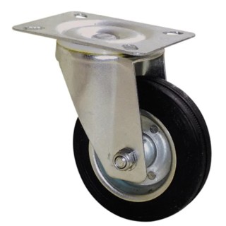 Guitel Hervieu Swivel Castor, 100 kg Load Capacity, 100 mm Rubber Wheel, Pressed Steel Frame, Bright Zinc Plated 1280420