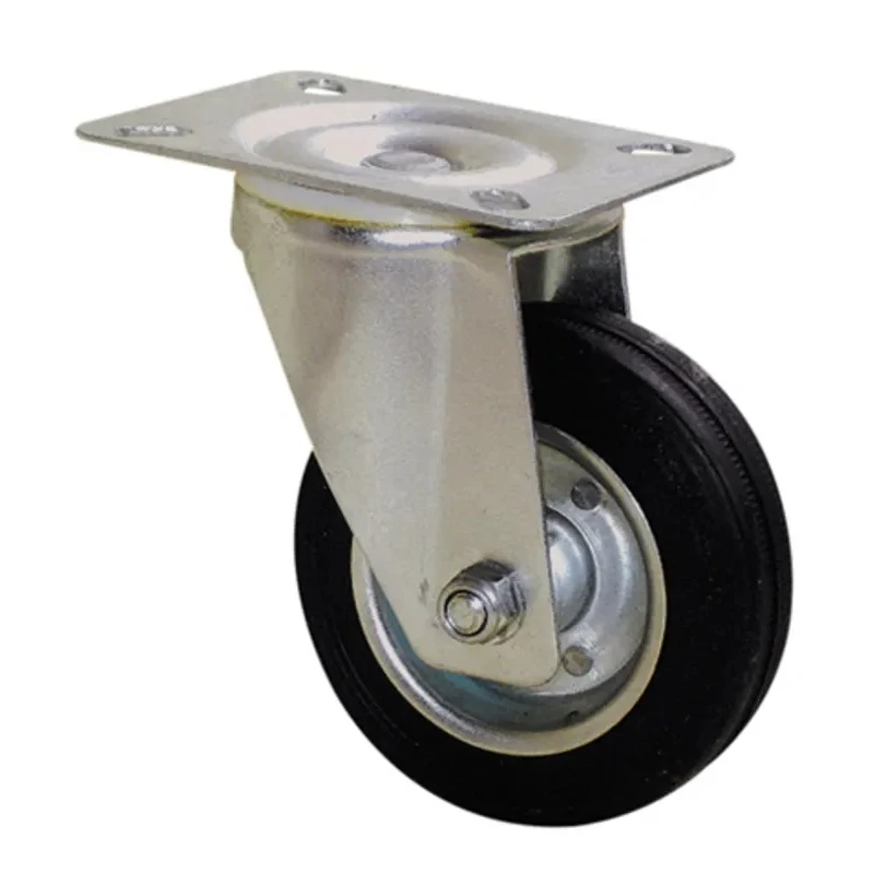 Guitel Hervieu Swivel Castor, 100 kg Load Capacity, 100 mm Rubber Wheel, Pressed Steel Frame, Bright Zinc Plated 1280420