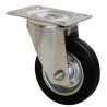 Guitel Hervieu Swivel Castor, 100 kg Load Capacity, 100 mm Rubber Wheel, Pressed Steel Frame, Bright Zinc Plated 1280420