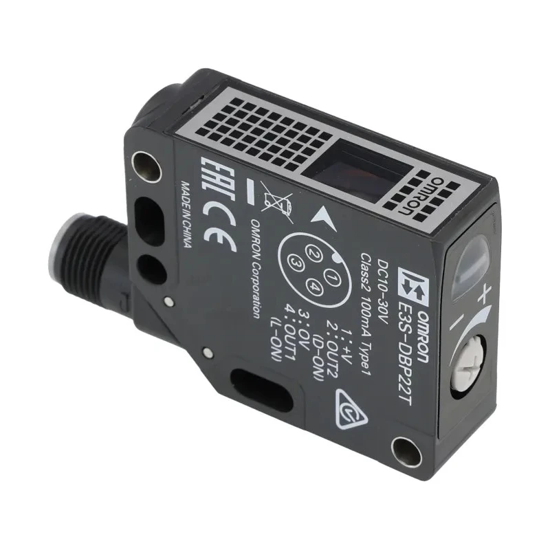 Omron Retroreflective Photoelectric Sensor, Block Style, PNP Output, 0 to 700 mm Detection Range, IP67, IP69K E3S-DBP22T