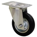 Guitel Hervieu Swivel Castor 125 mm Wheel Diameter 125 kg Load Capacity Rubber Wheel Pressed Steel Frame Zinc Plated 2160520