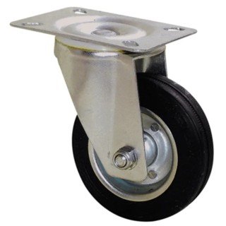 Guitel Hervieu Swivel Castor 125 mm Wheel Diameter 125 kg Load Capacity Rubber Wheel Pressed Steel Frame Zinc Plated 2160520