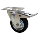 Guitel Hervieu Braked Swivel Castor, 125 kg Load Capacity, 125 mm Rubber Wheel, Pressed Steel Frame, Bright Zinc 21700520