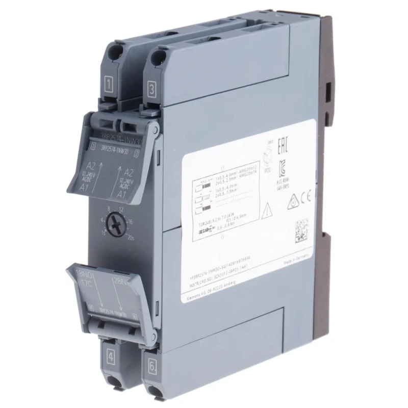 Siemens 3RP25 Series DIN Rail Timer Relay, 2-Contact, 250 V DC, 12-240 V AC, 1 to 20 s Delay, 1-Function, DPST 3RP2574-1NW30