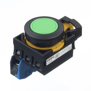 Idec Push Button Switch, Momentary, Panel Mount, 22 mm Cutout, 1 NO, IP20 IP65 IP66 IP67, 240 V Contact, CW1B-M1E10G