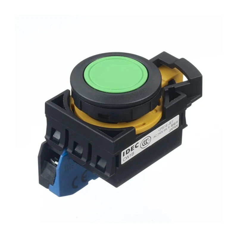 Idec Push Button Switch, Momentary, Panel Mount, 22 mm Cutout, 1 NO, IP20 IP65 IP66 IP67, 240 V Contact, CW1B-M1E10G