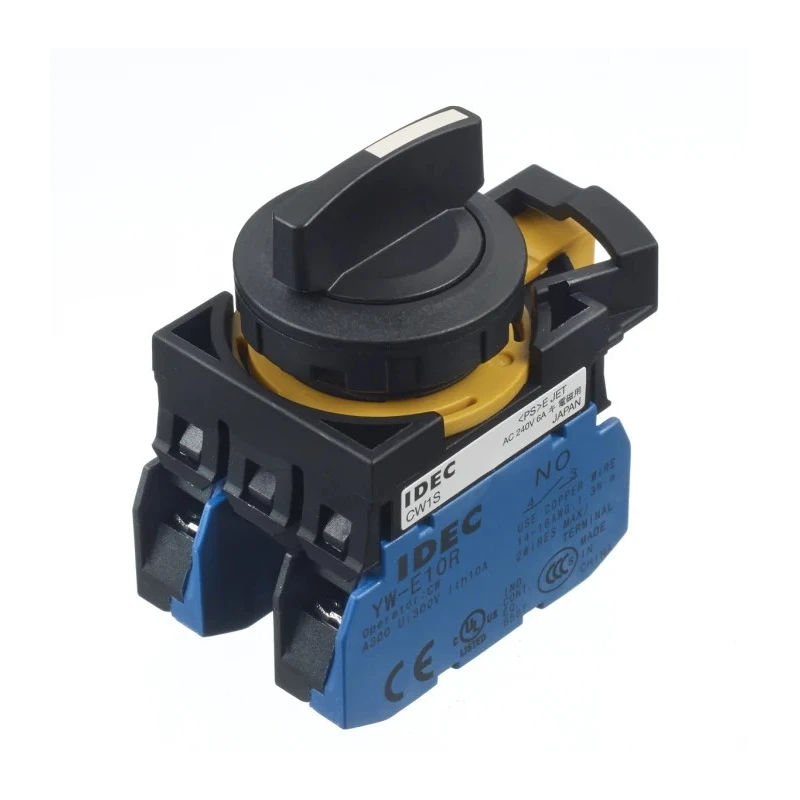 Idec CW Series Selector Switch, Momentary, Panel Mount, 22.3 mm Cutout, 2 NO Contacts, IP65, 10A, 240V CW1S-3E20