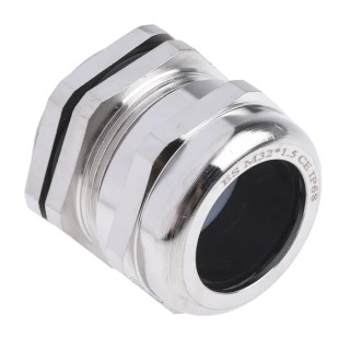 RS PRO Metallic Nickel Plated Brass Cable Gland M32 Thread Size, 15 mm Min. Cable Diameter, 22 mm Max. Cable 831-9037