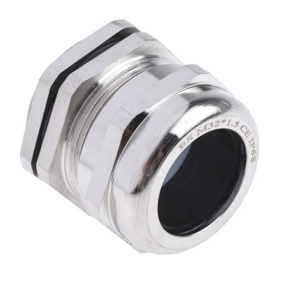 RS PRO Metallic Nickel Plated Brass Cable Gland M32 Thread Size, 15 mm Min. Cable Diameter, 22 mm Max. Cable 831-9037