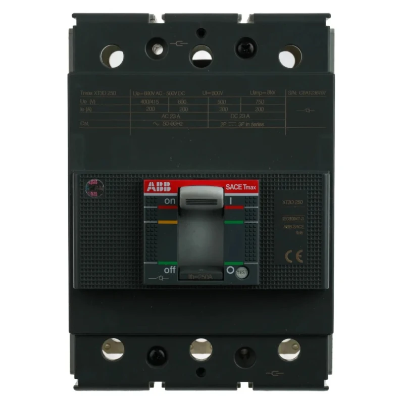 ABB Protecta XT3D Molded Case Circuit Breaker 3-Pole 250A 36kA Breaking Capacity DIN Rail XT3D